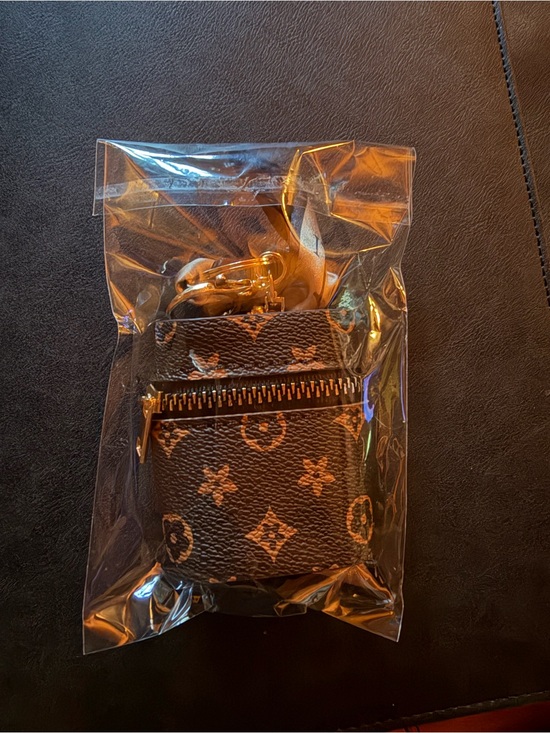 Fashion Handbags - Unbranded Monogram Brown Leather Shoulder Pouch with Scarf Accent New in Package